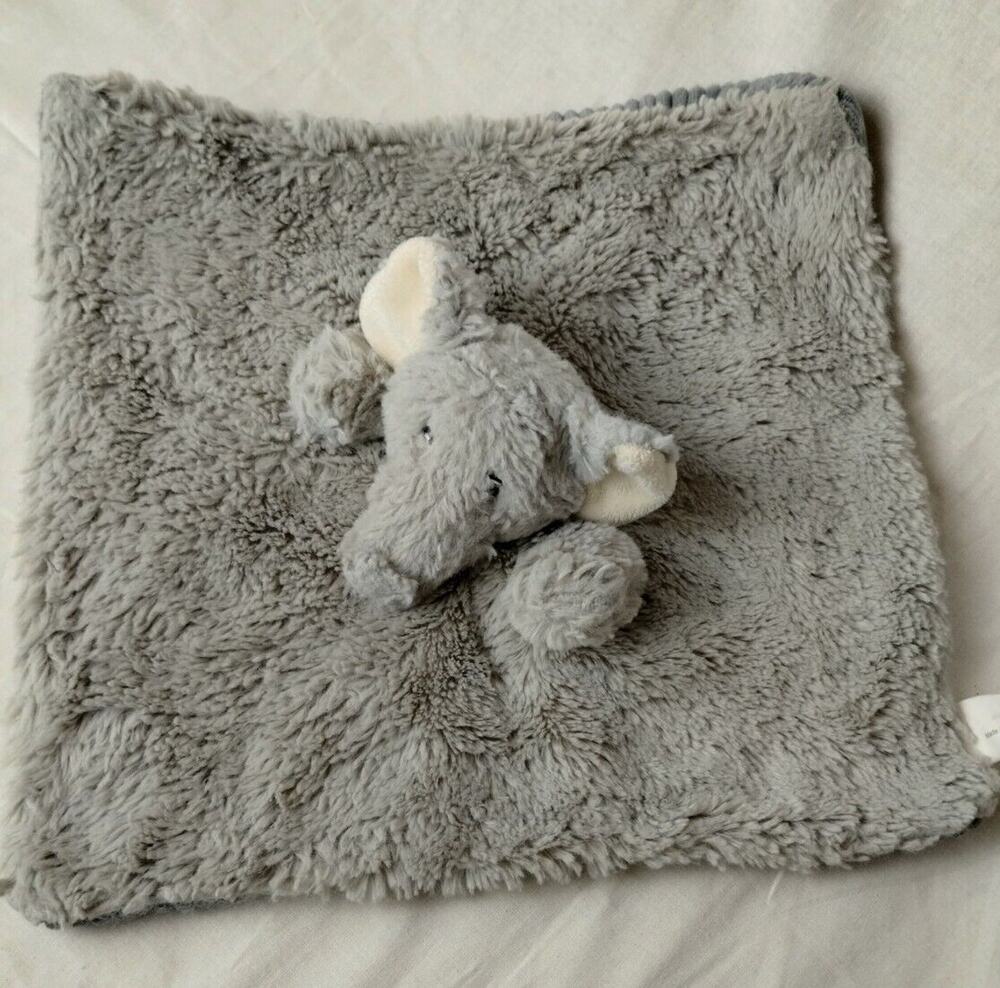 Maxx Marketing Gray Elephant Lovey Security Blanket Rattle Ribbed Corduroy Plush